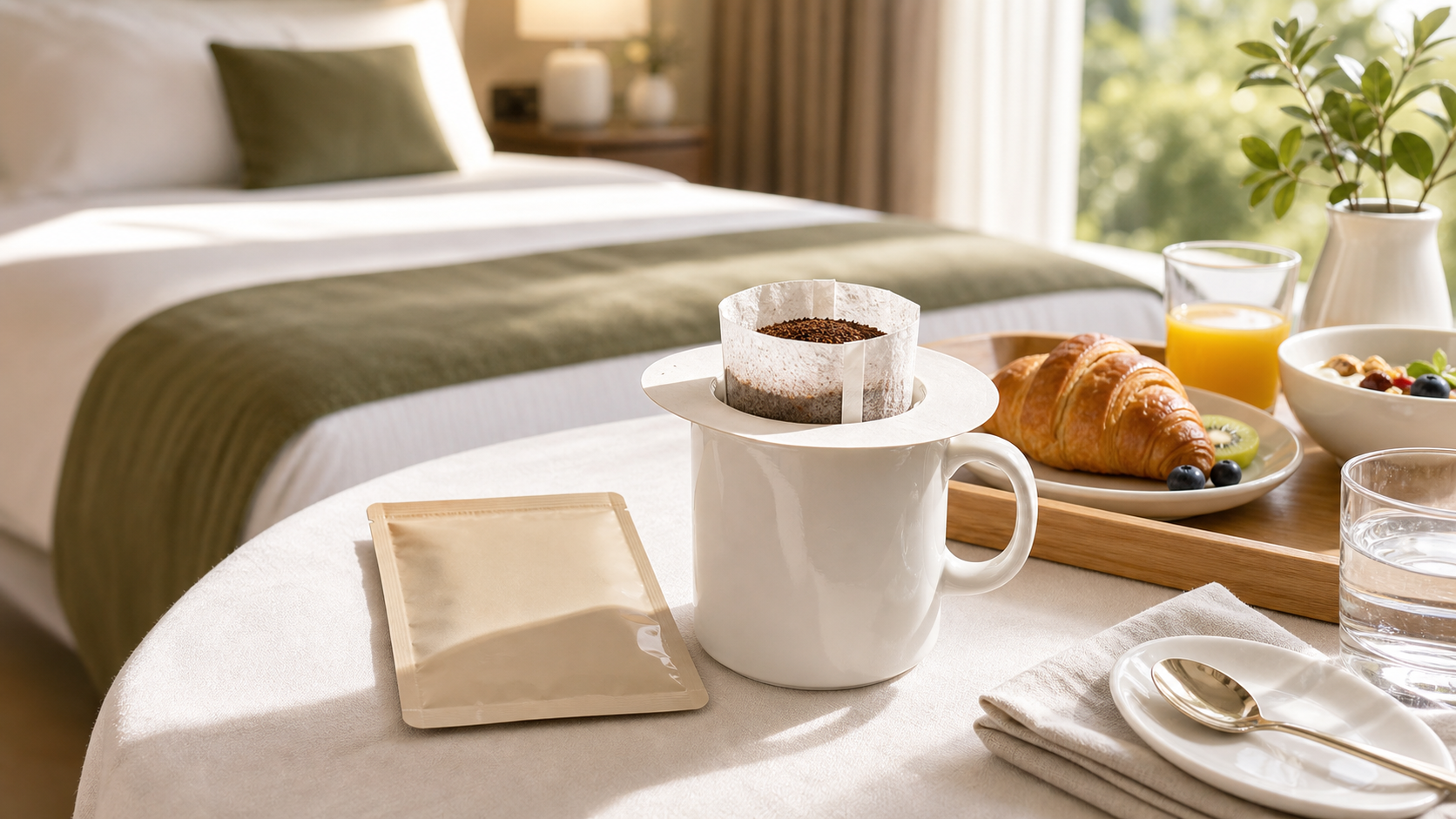 Tonchant Coffee Filters served on a hotel breakfast tray